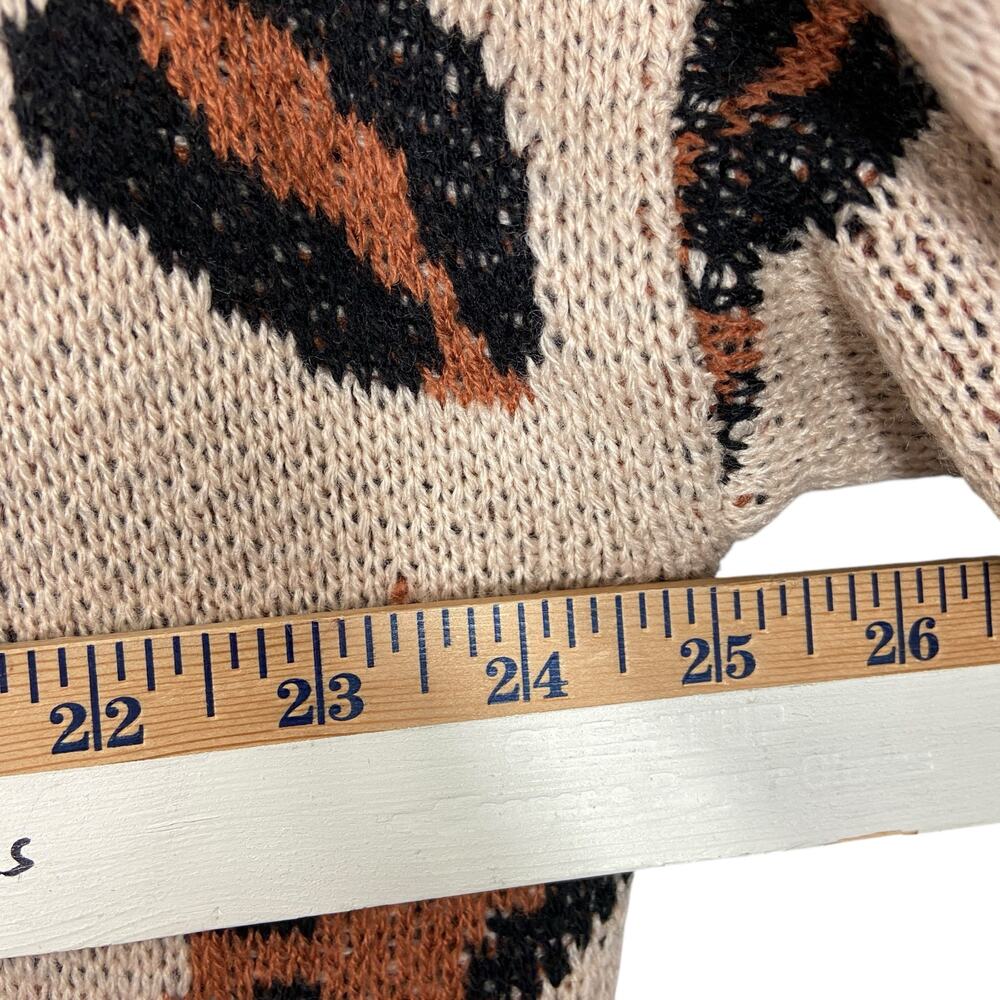 Miracle Oversized Distressed Sweater Cream w/ Brown & Black Leopard Print - Picture 3 of 7